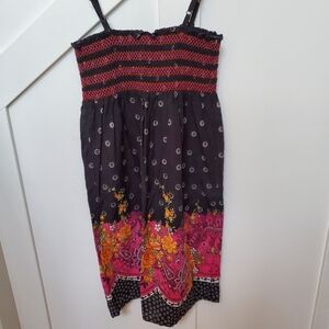 Black floral smocked top dress